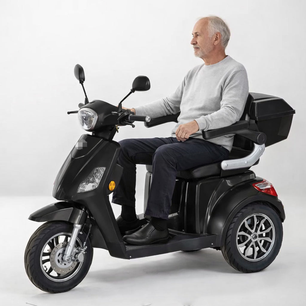 Arktis Motors Senior Scooter med larm 1000 W, 25 km/h, 48 V 20 AH, svart