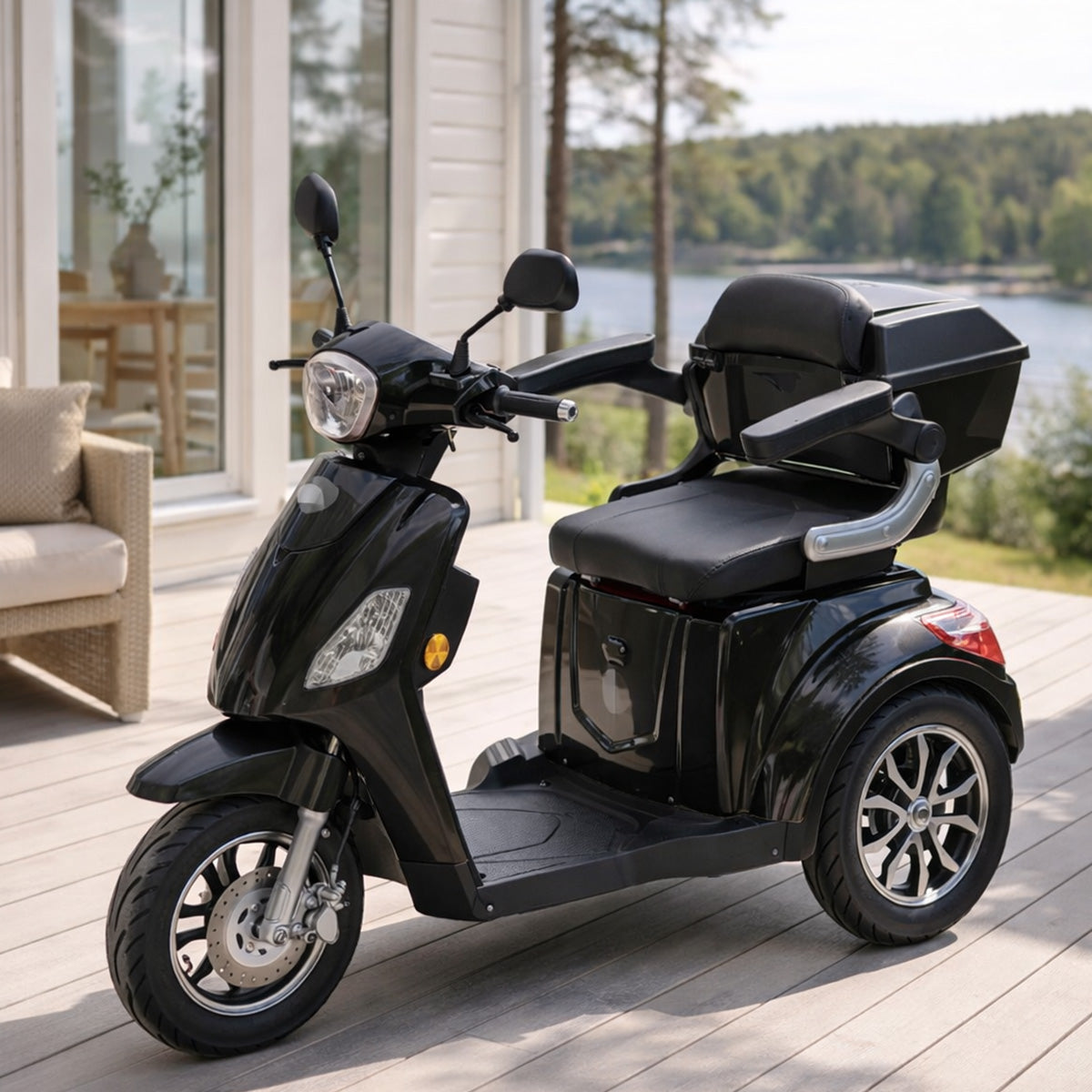 Arktis Motors Senior Scooter med larm 1000 W, 25 km/h, 48 V 20 AH, svart