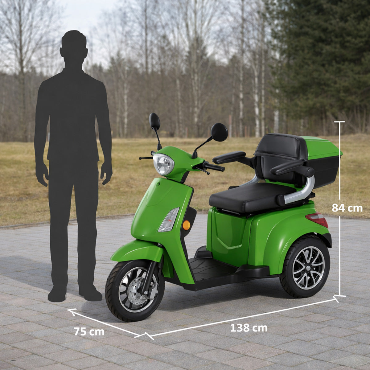 Senioriskotter 1000 W – 25 km/h, 48V20Ah, stöldlarm