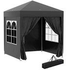 Pop up -paviljonki 2 x 2 m, 4 irrotettavaa sivuseinää ja kantolaukku, tumman harmaa