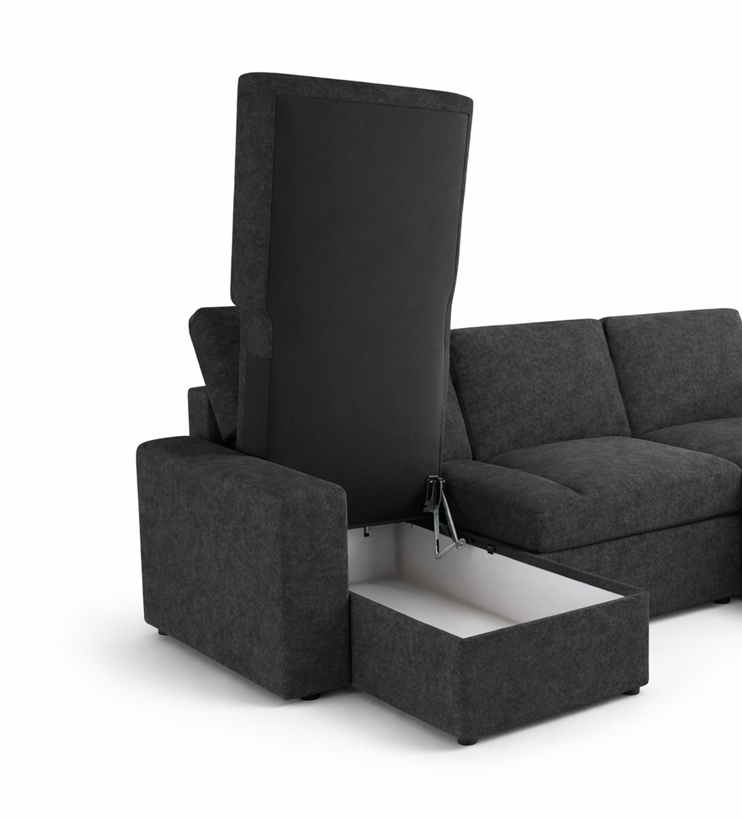Conan bäddsoffa med divan mörkgrå