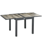 Jatkettava puutarhapöytä alumiinirungolla, 80–160 x 80 cm, beige/harmaa