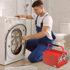 Työkalulaatikko 5 avautuvalla lokerolla, 3 kerrosta, teräs, 45 x 20 x 34,5 cm, punainen