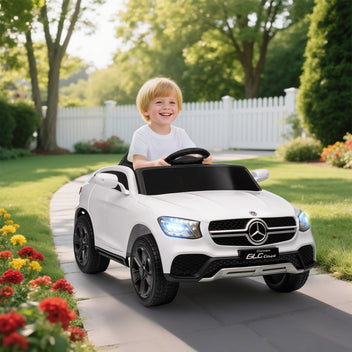Lasten sähköauto Mercedes-Benz GLC Coupé 12V, kaukosäädin, LED ja musiikki, 3–6 v, valkoinen