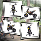 Lasten sähkömoottoripyörä Aprilia 12V, tukipyörät, iskunvaimentimet, USB, 3–8 v, keltainen