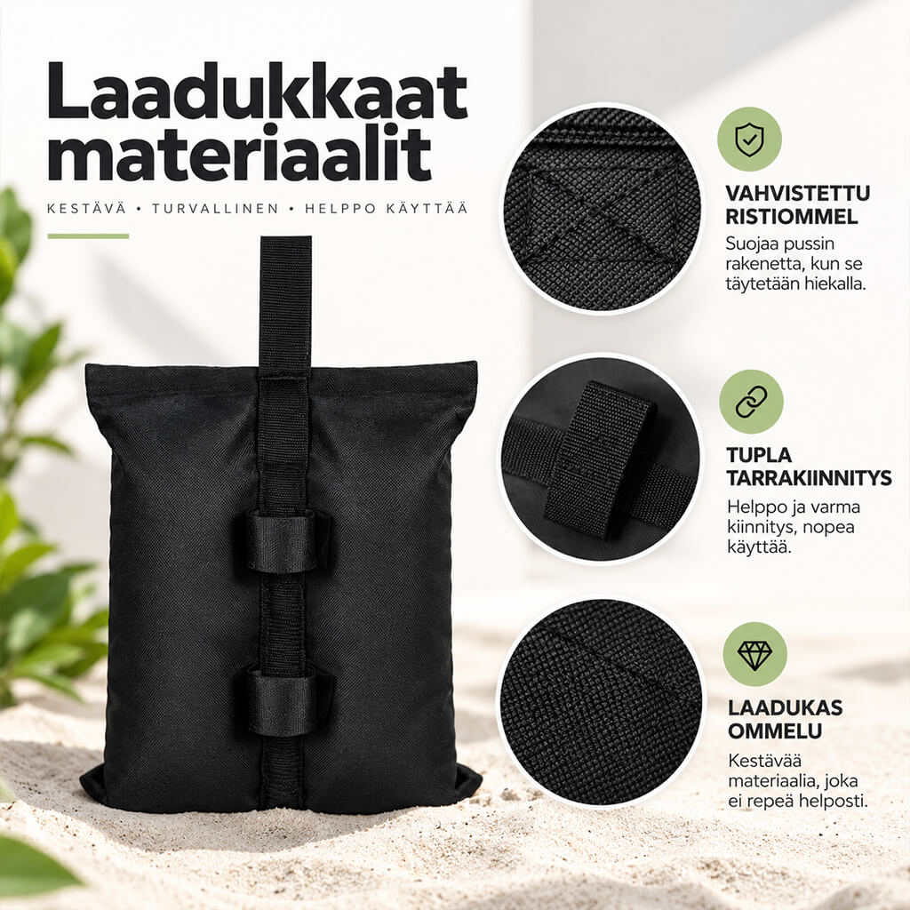 Telttapaino säädettävällä tarrakiinnityksellä, hiekalla täytettävä – musta