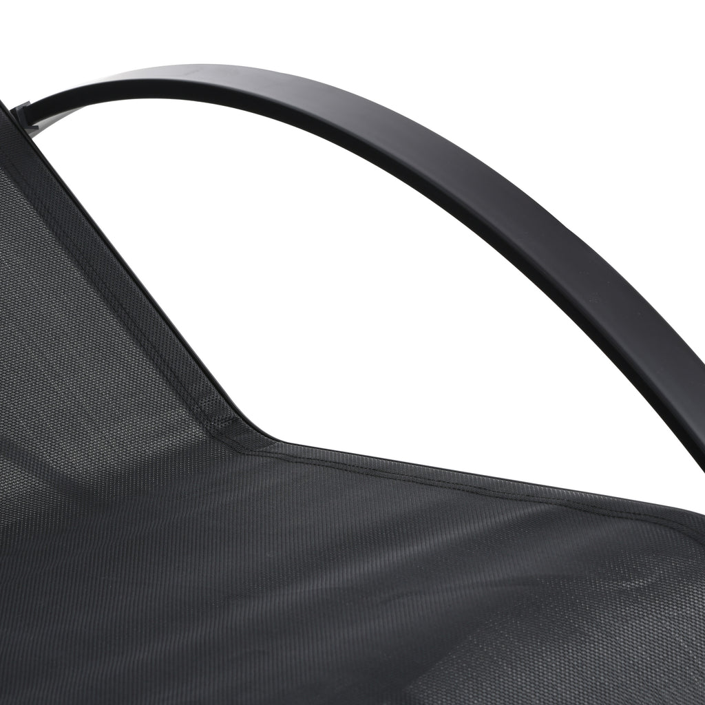 Aurinkotuolit 2 kpl ja sivupöytä, hengittävä kangas, musta