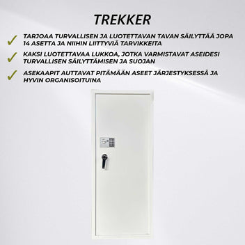 Trekker Asekaappi 14-Asetta AS1400, Valkoinen, Digitaalilukolla