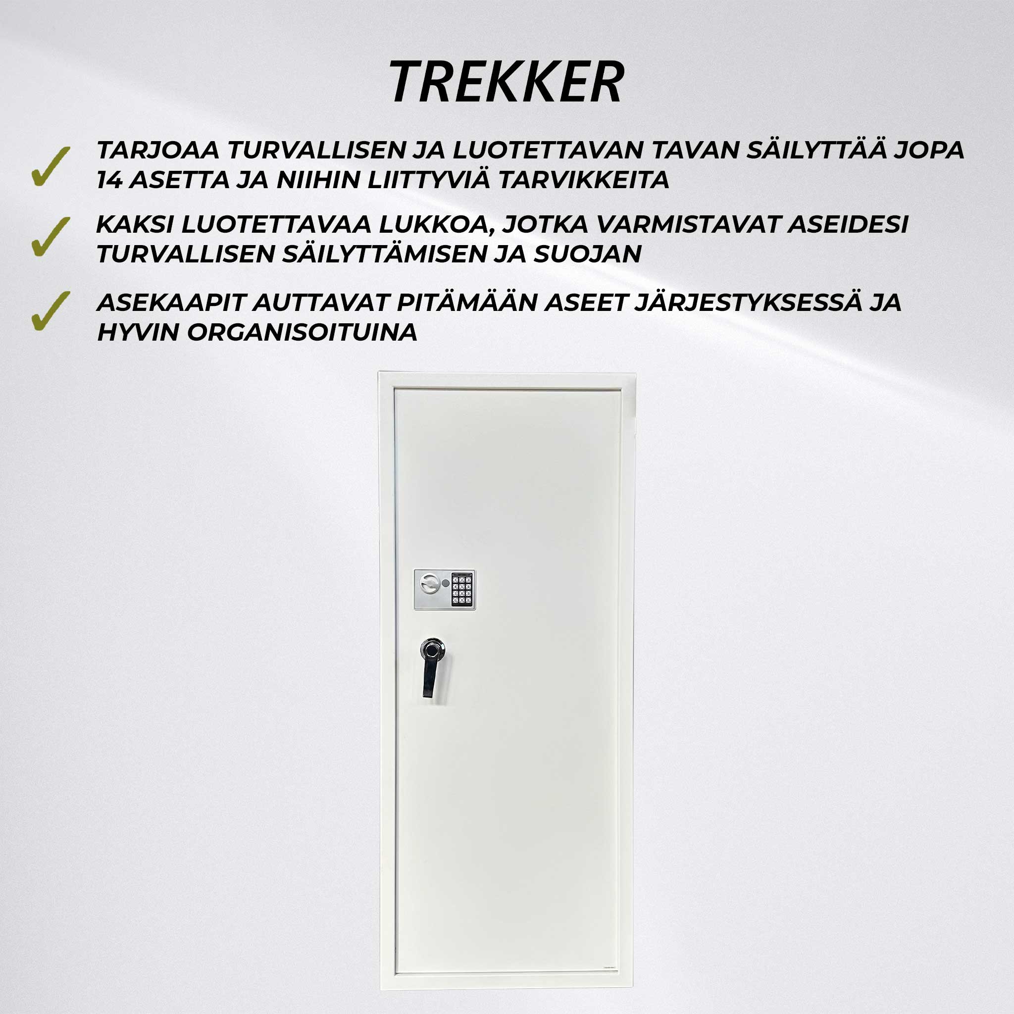 Trekker Asekaappi 14-Asetta AS1400, Valkoinen, Digitaalilukolla