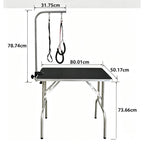 Trimmauspöytä koiralle 80 x 50 cm alahyllyllä ja ripustustangolla, kantavuus 100 kg
