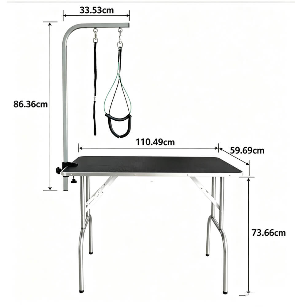 Trimmauspöytä koiralle 110 x 60 cm – ruostumaton teräs, 100 kg