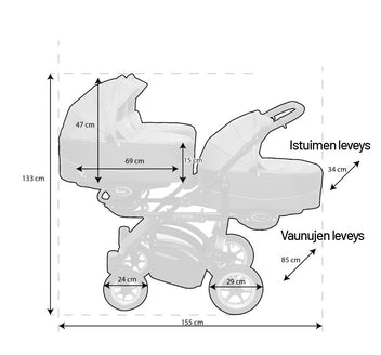 Babyactive Trippy Premium Twin Pram, flera olika färger