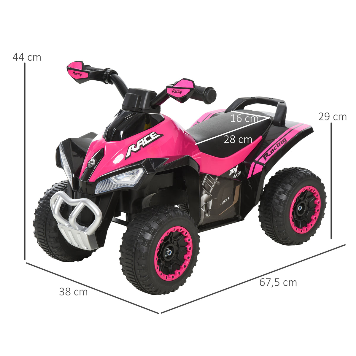 Lasten potkuauto LED-ajovaloilla ja musiikilla, 18–36 kk, pinkki