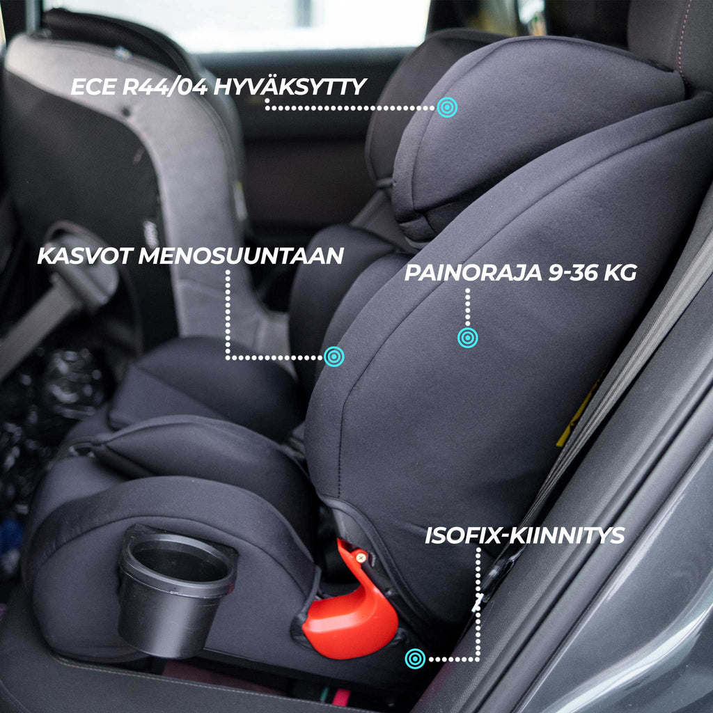 KIKID TURVAISTUIN PREMIUM 9-36 KG ISOFIX BLACK EDITION