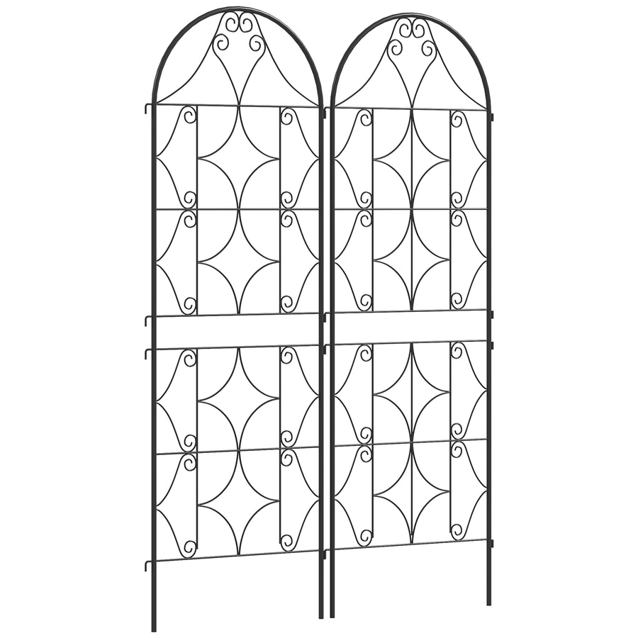 Maahan painettavat metallisäleiköt köynnöksille, 2 kpl, 50 x 150 cm, musta