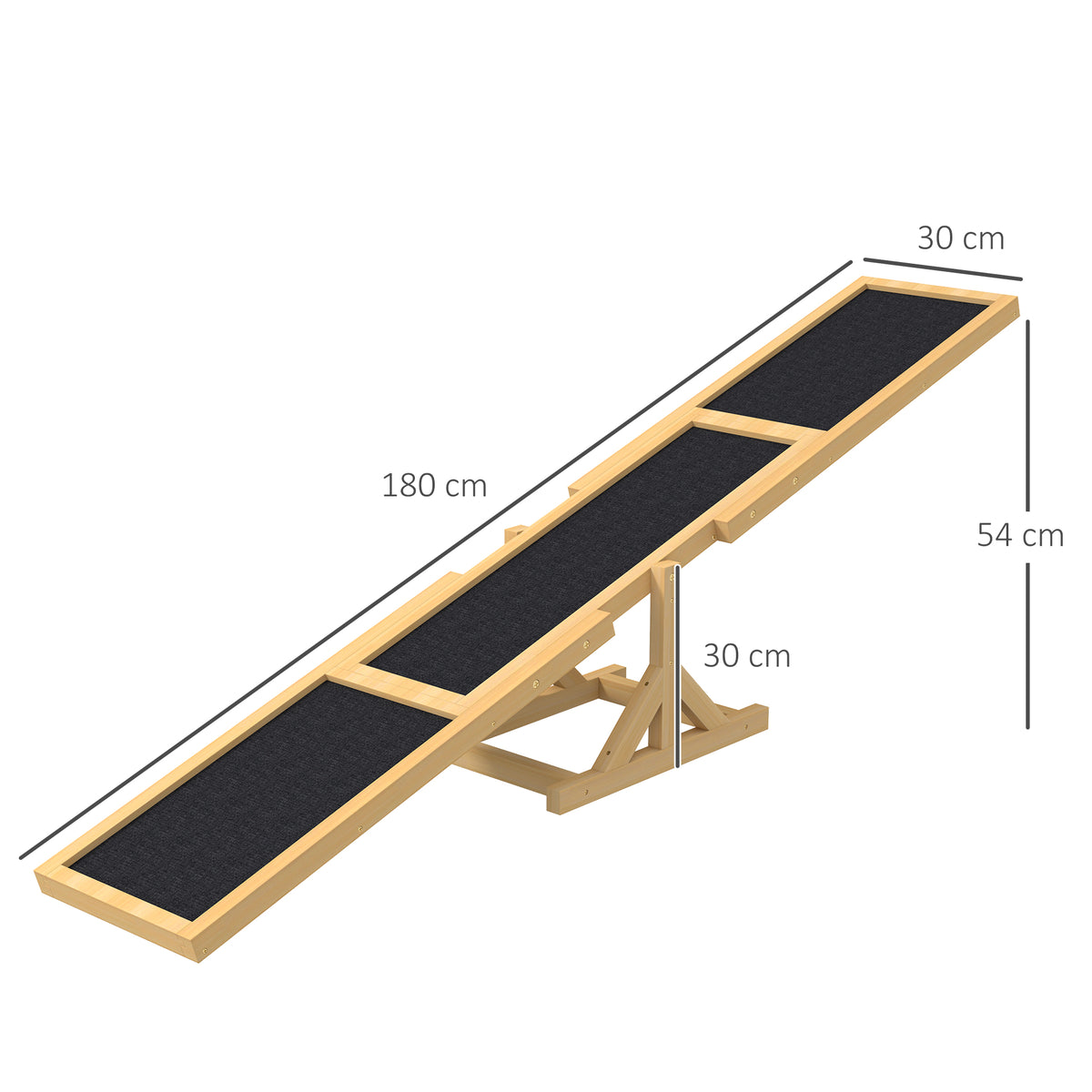 Koiran agility-keinulauta puusta, liukumaton pinta, 180 x 30 x 30 cm, keltainen
