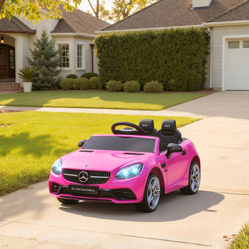 Lasten sähköauto Mercedes SLC 300, kaukosäädin, LED-valot ja musiikki, 3–6 v, pinkki