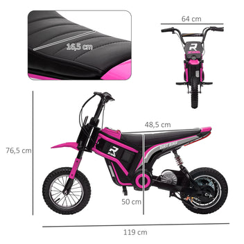 Lasten sähkömoottoripyörä 24V 350 W, kahvakaasu, takajousitus, 8–16 km/h, 8–12 v, pinkki