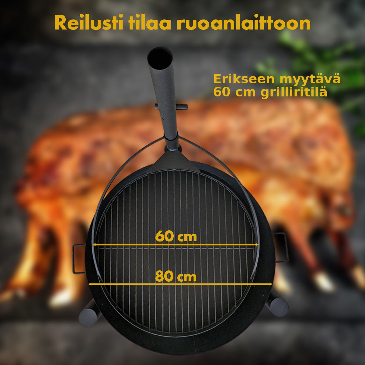 Ulkotulisija 80 x 80 cm, 2 mm teräs, musta
