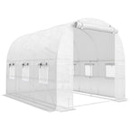 Tunnelikasvihuone sisähyllyillä ja kuudella verkkoikkunalla, 2,75 x 2 x 1,9 m, valkoinen