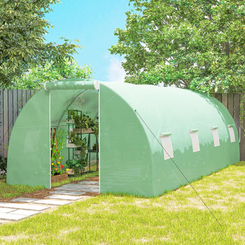 Iso tunnelikasvihuone kahdeksalla verkkoikkunalla, 6 x 3 x 2 m, vihreä