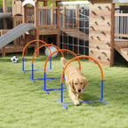 Koiran agility-kaaret 4 kpl aloittelijoille, kantolaukku, 88 x 64 x 95 cm, sininen/oranssi