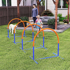 Koiran agility-kaaret 4 kpl aloittelijoille, kantolaukku, 88 x 64 x 95 cm, sininen/oranssi