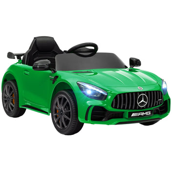Lasten sähköauto Mercedes-AMG GT R 12V, kaukosäädin, valot ja musiikki, 3–6 v, vihreä