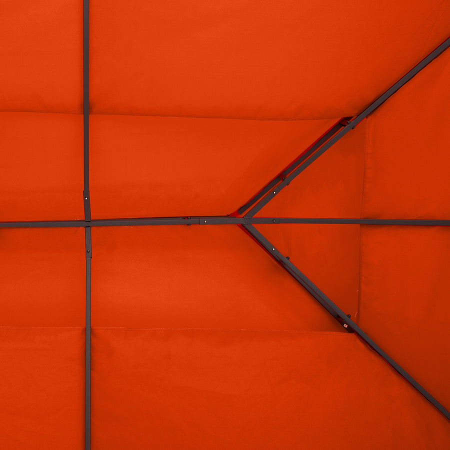 Varakatto 3 x 4 m paviljonkiin, kaksoiskatto, ruosteenpunainen