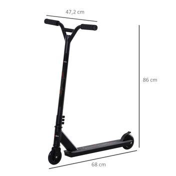 Temppupotkulauta alumiinia, 100 mm PU-pyörät, freestyle, 14 v+, musta