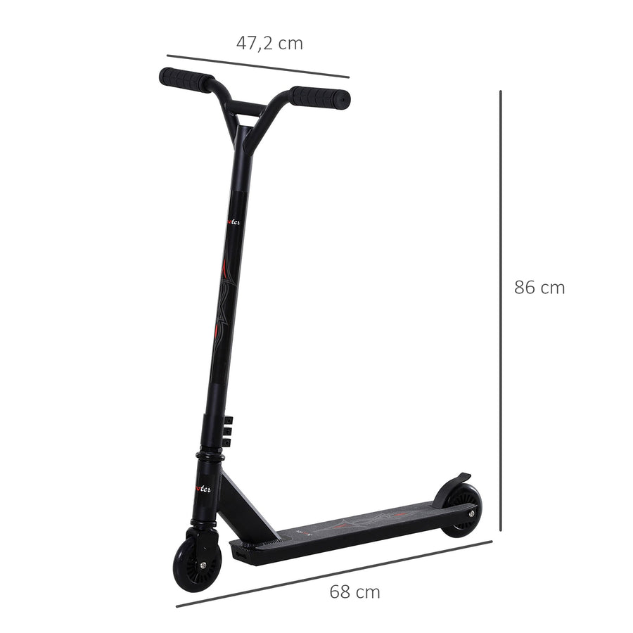 Temppupotkulauta alumiinia, 100 mm PU-pyörät, freestyle, 14 v+, musta
