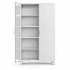 Metallinen vaatekaappi 191 x 85 x 40 cm, 2 ovea ja 4 hyllyä – vaalean harmaa
