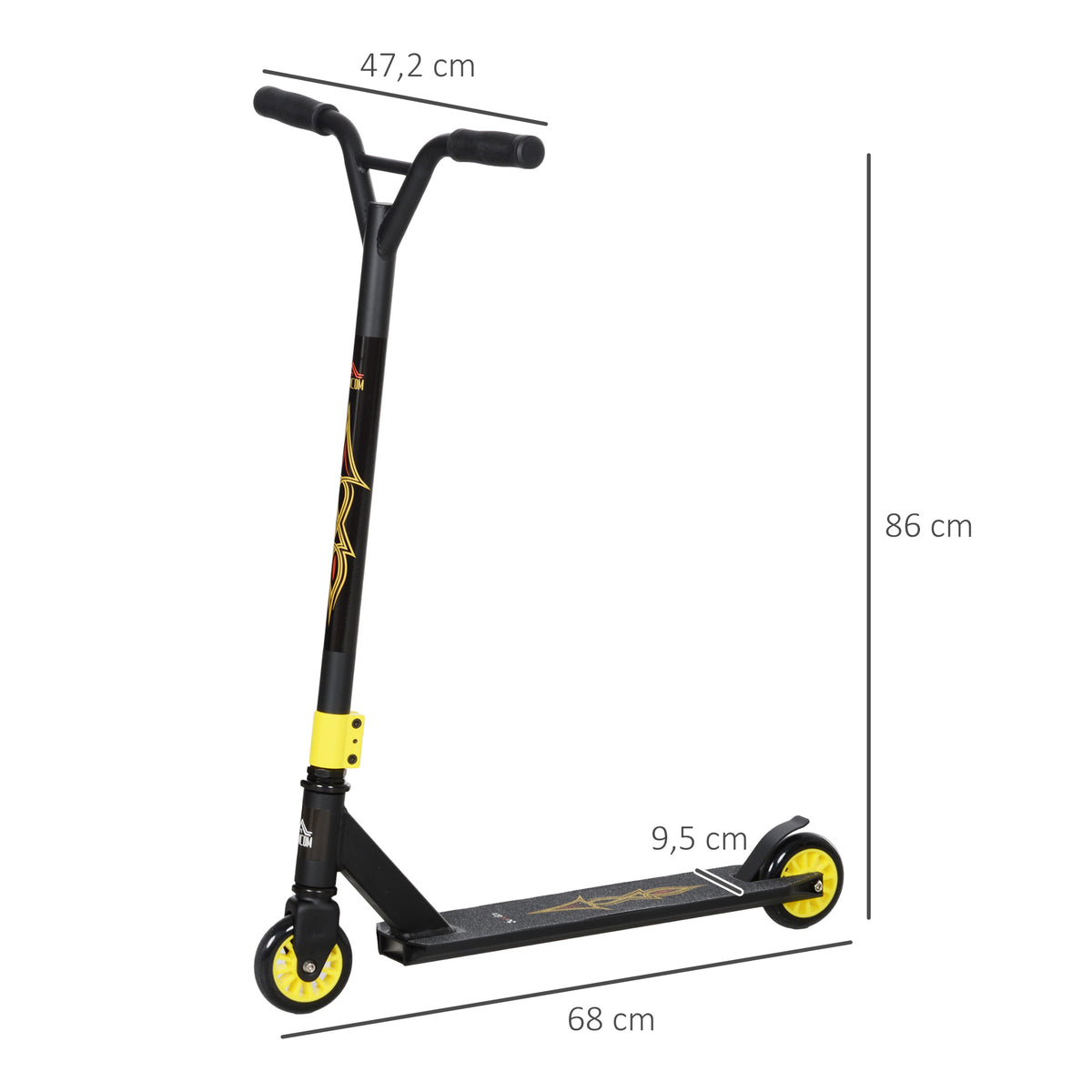 Temppupotkulauta alumiinia, 100 mm PU-pyörät, freestyle, 14 v+, kulta