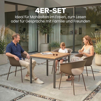 Moderni puutarhatuoli käsinojilla, 4 kpl, kahvinruskea