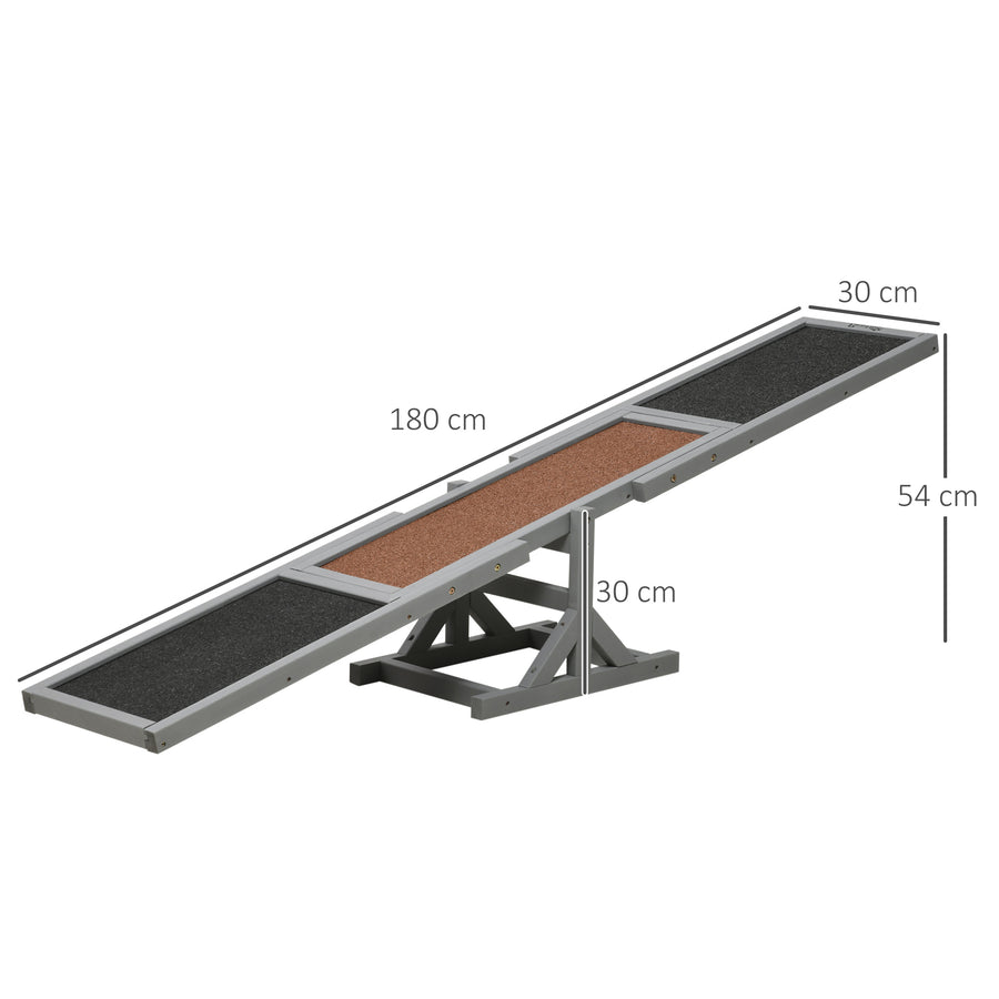 Koiran agility-keinulauta puusta, liukumaton pinta, 180 x 30 x 30 cm, harmaa