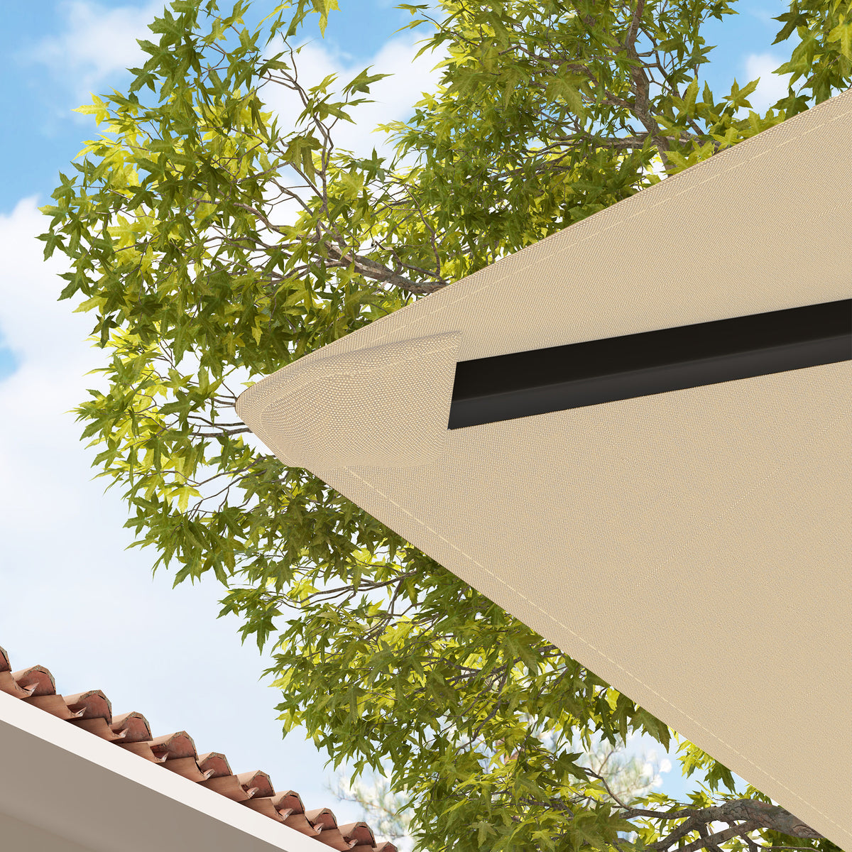 Paksu varakatto 3 x 3 m paviljonkiin, Oxford 370 g/m², UPF30+, beige