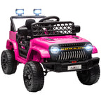 Lasten sähköauto 12V kahdella moottorilla, 2,4 GHz kaukosäädin, LED ja musiikki, 3–8 v, pinkki