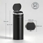 Sensoriroskakori 50 l, pyöreä, ruostumaton teräs, kosketukseton avaus, musta