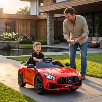 Lasten sähköauto Mercedes-AMG GT R 12V, kaukosäädin, valot ja musiikki, 3–6 v, punainen