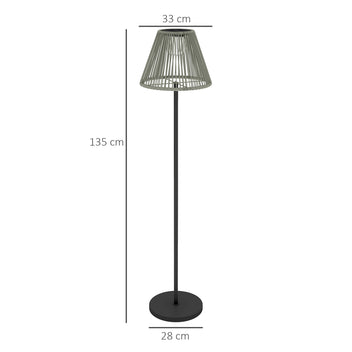 Boho-tyylinen aurinkovalaisin rottinkivarjostimella, Ø33 x 135 cm, harmaa