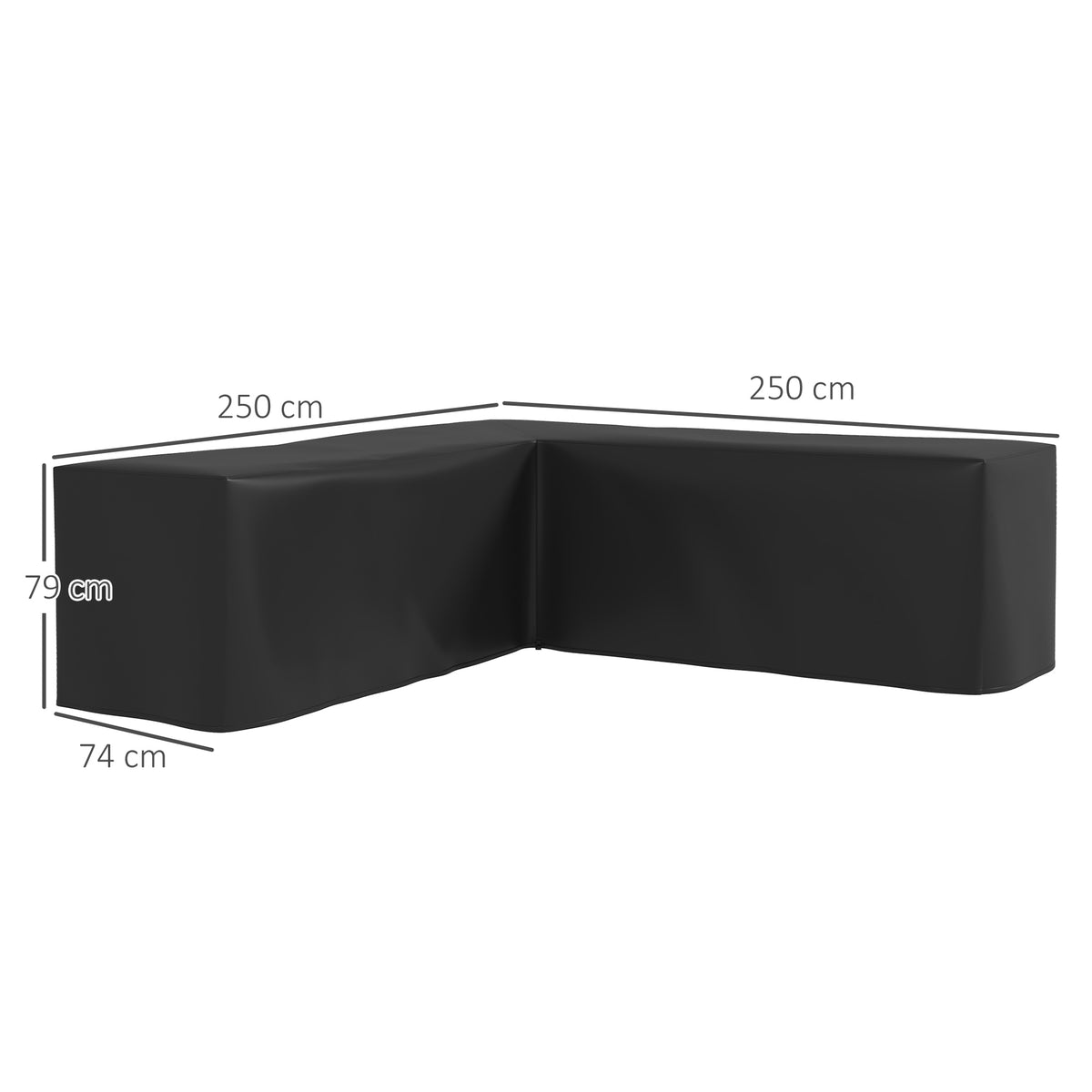 Suojapeite L-mallinen kulmasohvalle, 420D Oxford, 250 x 250 x 79 cm, musta