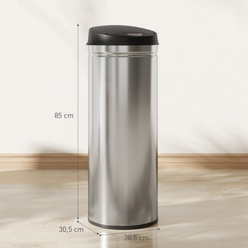 Sensoriroskakori 50 l, pehmeä sulkeutuminen, ei sisäastiaa, ruostumaton teräs, hopea