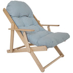 Taittuva lepotuoli pyökkirungolla ja paksulla pehmusteella, 3-asentoinen, vaaleanharmaa