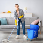 Moppiämpäri 20 l puristimella ja kahvalla, pyörät, muovi, sininen