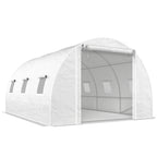 Tunnelikasvihuone verkko-ovella ja tukitangoilla, 3,96 x 3 x 2 m, valkoinen