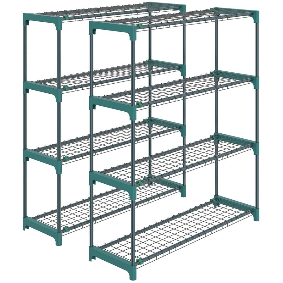 Nelitasoiset kukkahyllyt 2 kpl, 104 cm, tummanvihreä