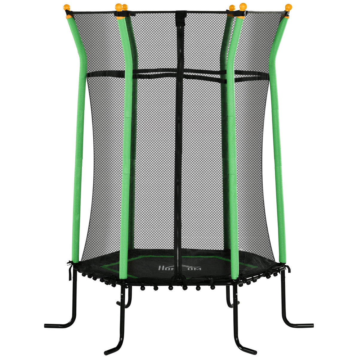 Lasten trampoliini 122 x 111 cm turvaverkolla, jouseton, pehmustettu, musta/vihreä