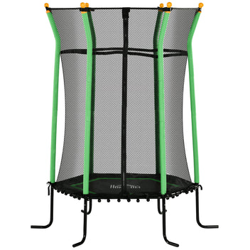 Lasten trampoliini 122 x 111 cm turvaverkolla, jouseton, pehmustettu, musta/vihreä