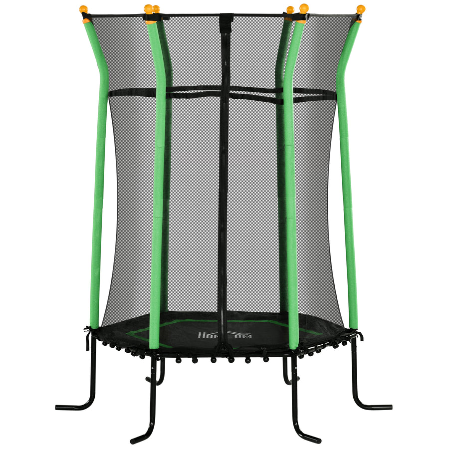 Lasten trampoliini 122 x 111 cm turvaverkolla, jouseton, pehmustettu, musta/vihreä