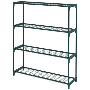 Nelitasoinen metallinen kukkaportaikko, 89 x 28 x 107 cm, tummanvihreä